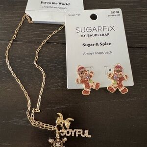 Joyful Necklace and Gingerbread Earring Set
